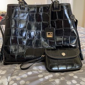 Dooney and Bourke, croco embossed bag with wristlet